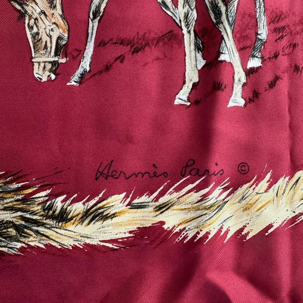 HERMES Les Poulains Equestrian Horses Silk Scarf Xavier de Poret VGUC - Picture 3 of 7